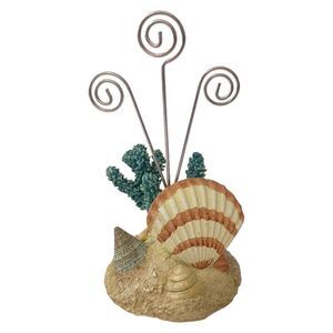 Seashell Shell Wire Picture Holder Memos Post Card Recipe Notes Beachy Coastal.‎